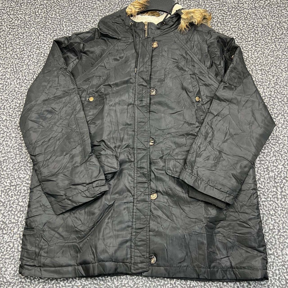 Forever 21 Parka Jacket Women 3X Plus Black Fur Hooded Adult Outdoor